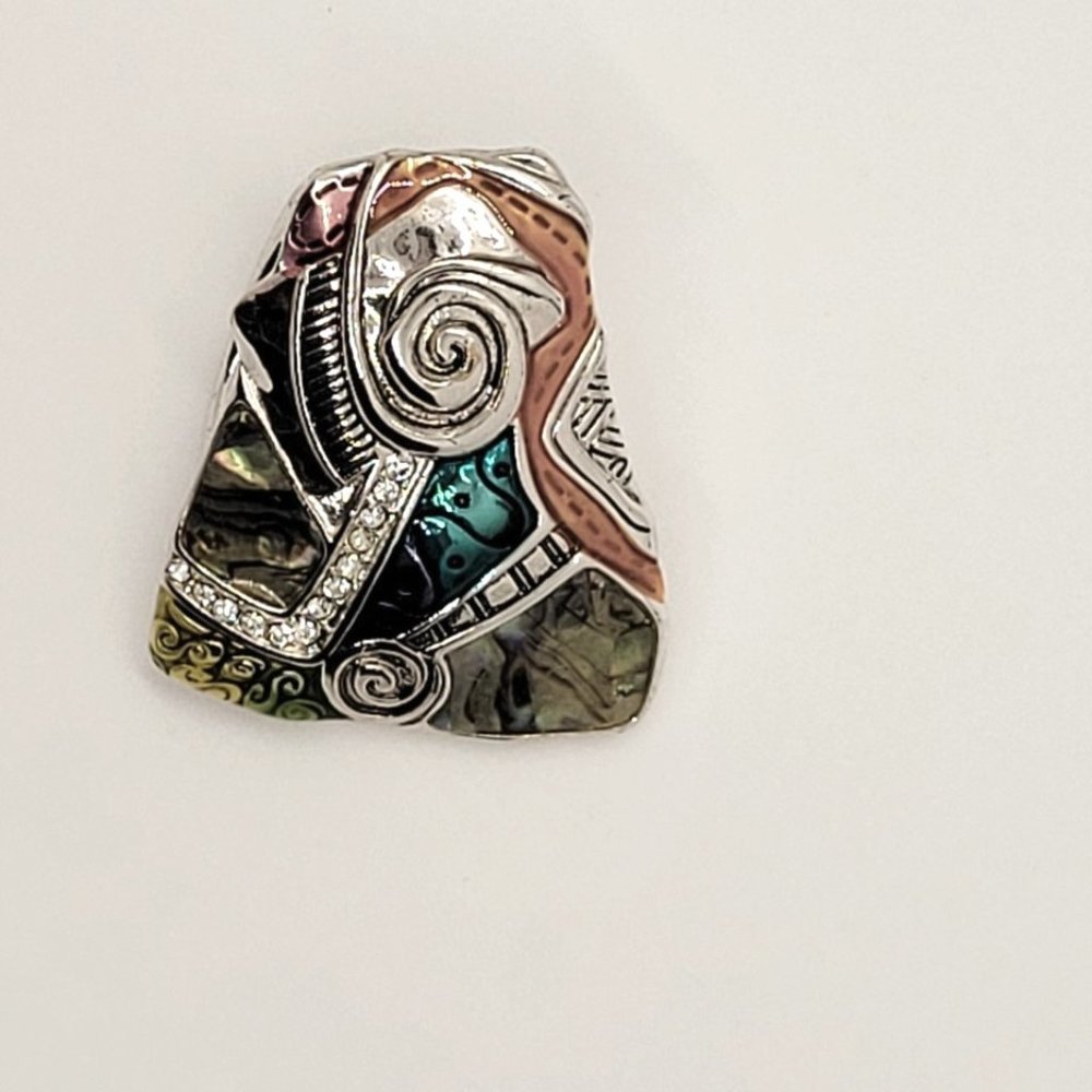 Scarf Necklace Jewelry, with Silver / Orange / Green and  Abalone Shell